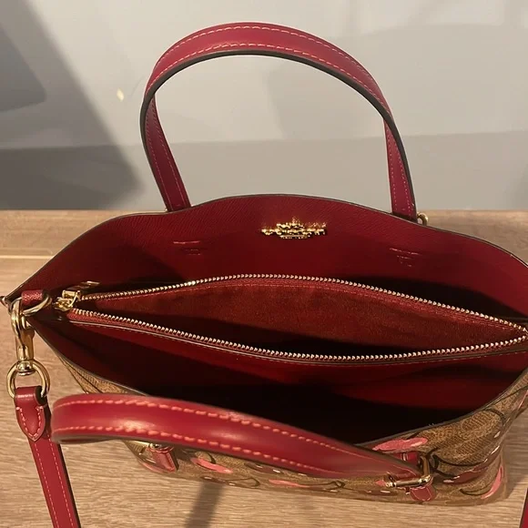 Coach Tan Mollie25 Tote with Cherry Print-CZ772 - Picture 3 of 8